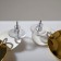 Earrings Metal "Azelia" circles, trio, white color in gold