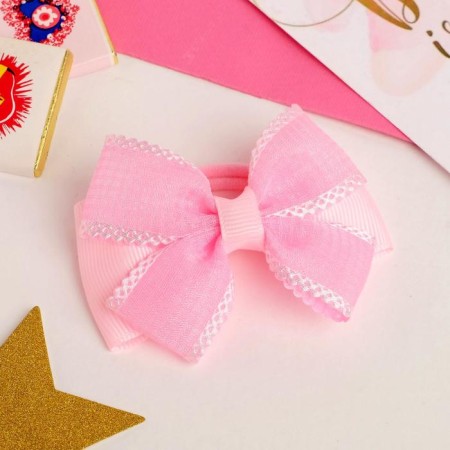 Hair rubber band Bant "Maroussia" cell, 8.5 cm, pink