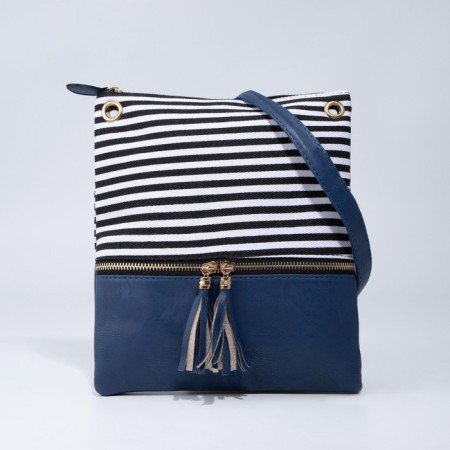 Bag Cross-Bodi with a zipper, blue color