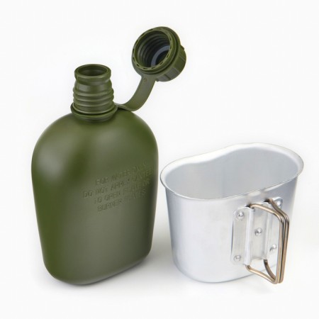 Army hiking Flake "Adventure" 1 l for water, with a pot, plastic, cover for cartoons-3