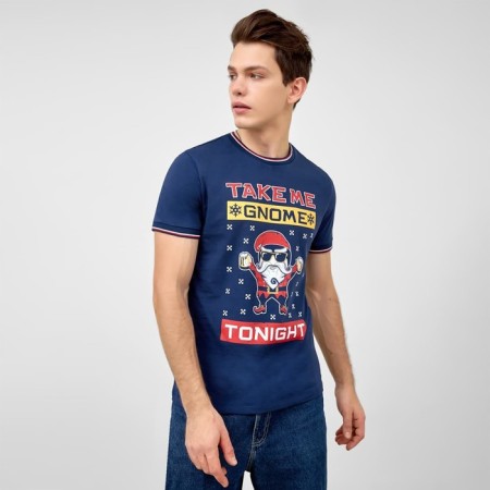 New Year's T-shirt, dark blue color, size 54