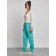 Warmed female trousers, size 42, green color