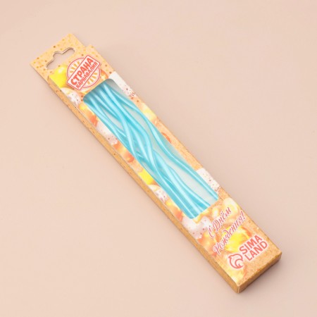 Candles for cake twisted "serpentine", 12 cm, 18 pcs, cocktail, sky blue-2