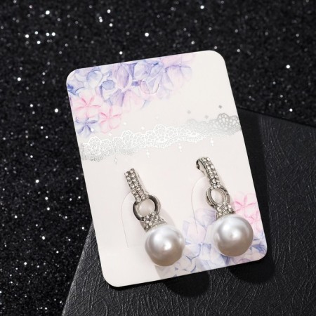 Earrings with pearls "Balls and clutch of rings", white color in silver-2