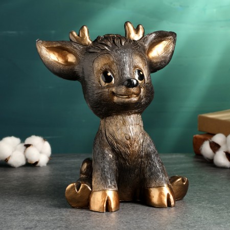 Figure "joyful deer", 21x15x25cm, black with gold