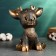 Figure "joyful deer", 21x15x25cm, black with gold