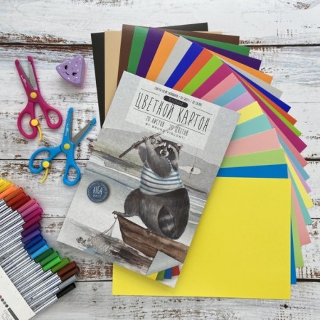 Cardboard of color A4 20 sheets, 20 colors, shared, 190 g/m2, mix-3