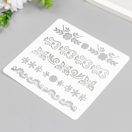 Plastic stencil "Mehendi. Basichki, hearts" 15x15 cm-1