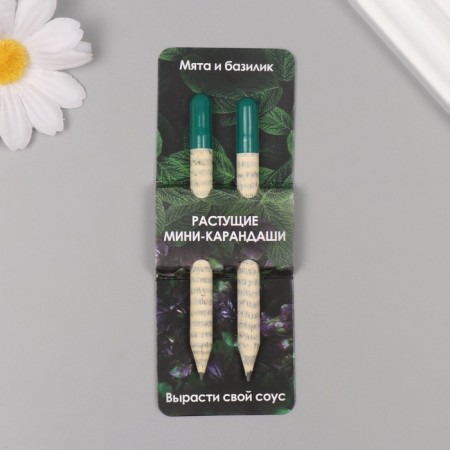 Growing gift pencils Mini "Basil + Mint" set 2 pcs.