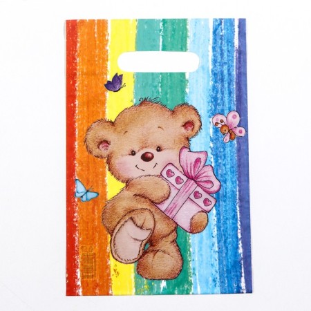 Package "Gift from Mishutka", polyethylene with a cut pen, 20x30 cm, 30 μm