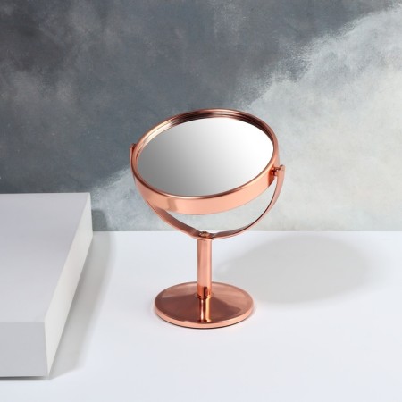 Mirror in gift packaging "Circle", bilateral, with an increase, D mirror surface 8.7 cm, golden color-4