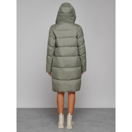 Coat insulated winter female, size 42, green color-3