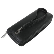 Women's wallet with lightning, 3 departments for bills, for coins, for credit cards, black color