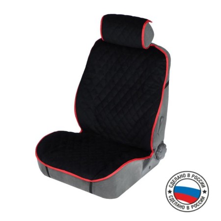 Nabbage on the front seat, velor, size 55 x 150 cm, black with red kant