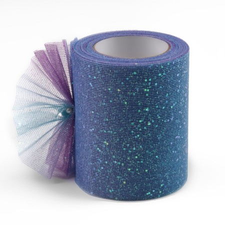 Fatin with glitter "Rainbow", 7.5 cm, 11 ± 1 g/sq.m, 9 ± 0.5 m, blue color No. 4