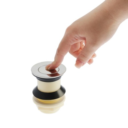 Bottom valve Zein B3, plastic housing, small button, stainless steel, without overflow-10