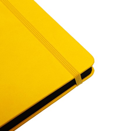 Leduced Diary A5, 140l, Cage, leatherette, elastic band, black cut, yellow-5