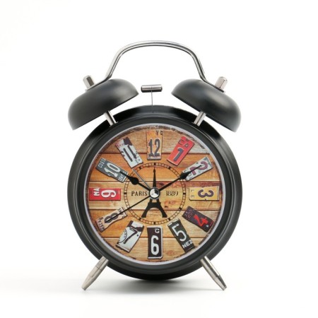 Clock - desktop's alarm clock, discrete move, 11.5 x 16 cm, black