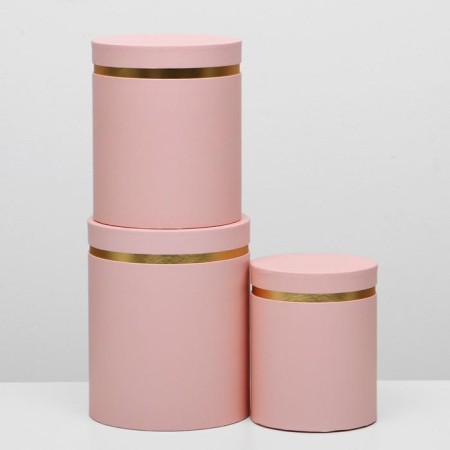A set of boxes 3 in 1 round, powder, 25 x 21 x 21 - 20 x 16 x 16 cm