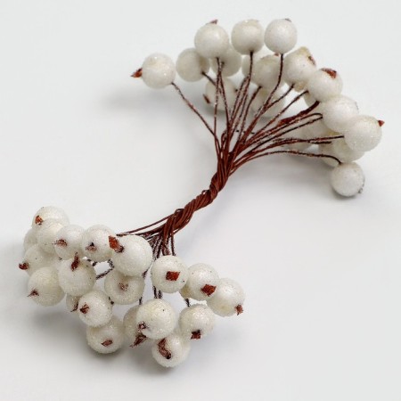 Decorative berries, white, 7 × 6 × 7 cm, 40 berries-2