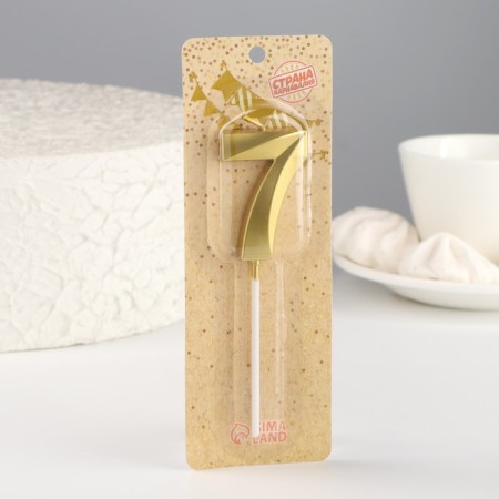 Candle in the cake on the skewer "Fine", the number "7", gold, 5 cm-4