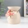 Aroma lamp ceramics "Pink roses with leaves" Beige 7.5x7.5x9 cm