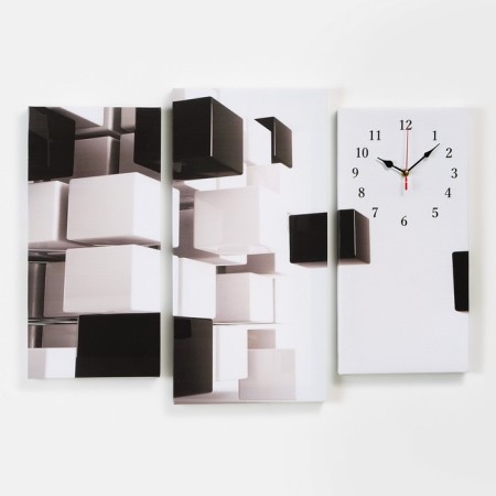 Carty clock is wall-mounted, modular "abstraction", silent, 60 x 80 cm, triptych
