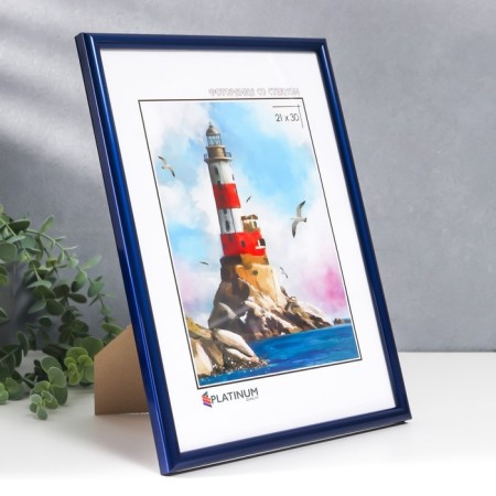 Photo frame plastic "Palette" 21x30 cm, blue metallic, with a leg-1