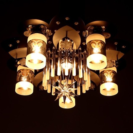 Chandelier with PDU 51007/5 5x40W E27+1x20W G5.3 Chrome/Black LED 50x50x21 cm-3