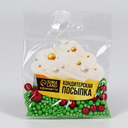 New Year! Sprinking confectionery soft with shine: green, red, 25 g-1