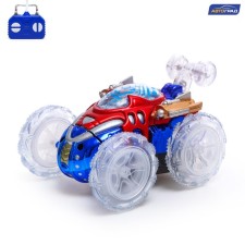 Radio-controlled “Trick” car, works on batteries, lighting effects, blue color, blue