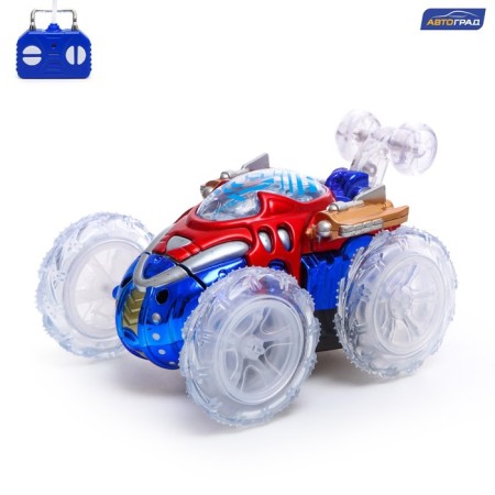 Radio-controlled “Trick” car, works on batteries, lighting effects, blue color, blue