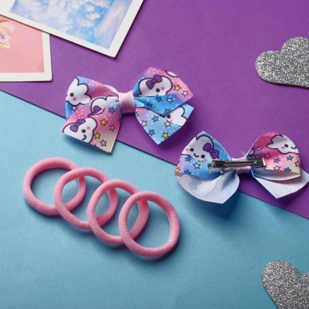 Hair set "Karapunka" (4 elastic bands, 2 clamps) cloud, 2 cm-2