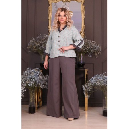 Female trousers, size 52, gray color-7