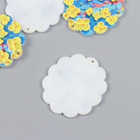 Acrylic decor "Yellow Flowers on Blue" 0.2x3.5x3.9 cm-1