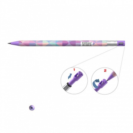 Pencil Mechanical Erichkrause Colortouch "Magic Rhombsnv", Grifel D = 2.0 mm, with a sharpener, "Soft-Touch" with a design, in a tube-1