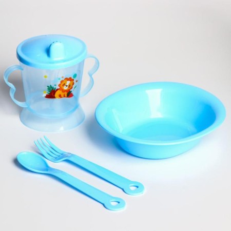 Feeding set: bowl, jerk, fork, spoon, color mix-8