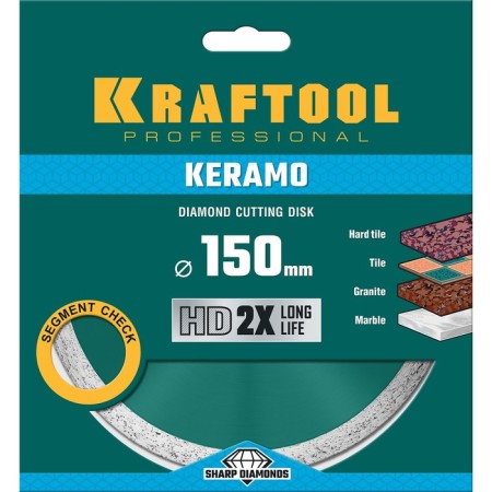 Diamond disk Kraftool 36684-150, continuous, d = 22.2 mm, 150 mm-2