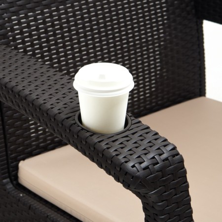 Roatan chair, with cup holders, 73x70x79 cm, mokko color, with beige pillow-4