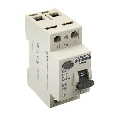 RCD IEK Generica, VD1-63, 2P, 25 A, 30 mA, MDV15-2-025-030