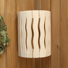 A wooden lampshade, semicircular 