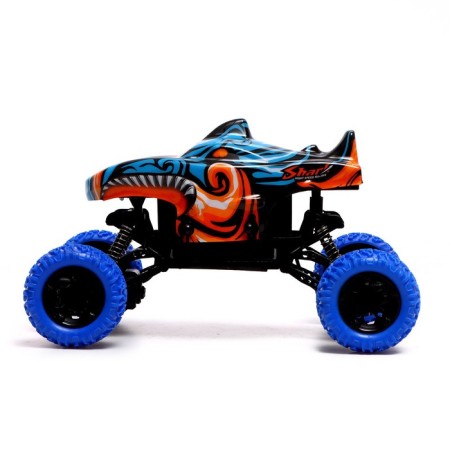 Radio -controlled jeep Monster, 1:16, light, works from the battery, the color is blue-1