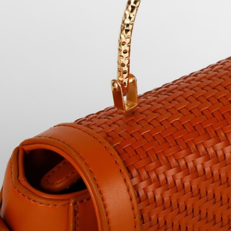 Handle for the bag "Reflected frame", metal, for a puncture, 13 × 9 cm, gold color-5