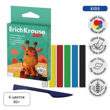 Plasticine soft 6 colors, 90 g, Erichkrause 