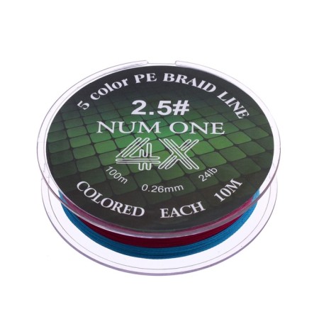 Ryobi Num One PE4X cord, diameter 0.260 mm, test 10.9 kg, 100 m, Multi Color