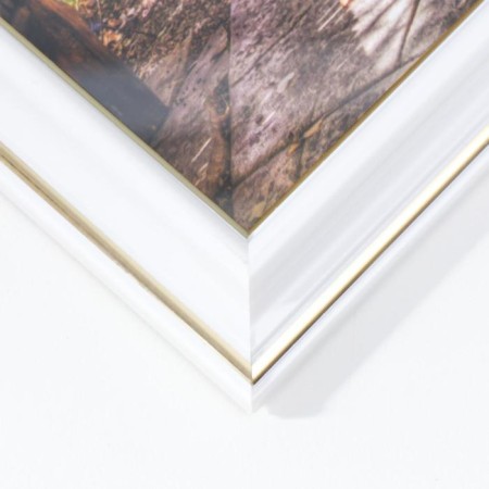 Photo frame A4 21x30 cm 281g white with gold (plastic screen)-1