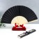 Fan bamboo, textiles h = 21 cm "monocet" in a box, black