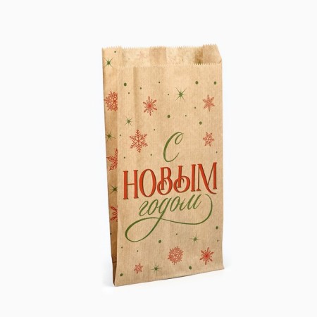 Package Package package, craft, V-shaped bottom “Happy New Year”, 20 x 11 x 4 cm, new year