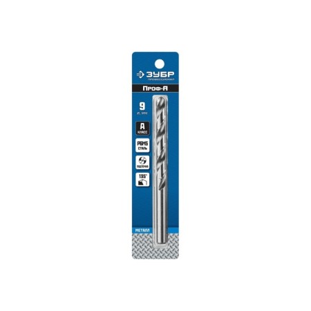 Costal metal drill, steel P6M5, cylindrical shank, 9 x 125 mm, class A-1