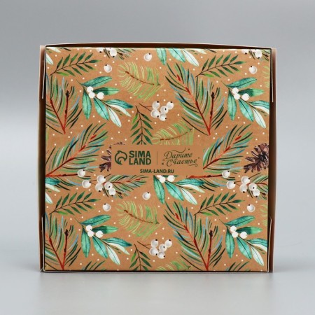 Box for sweets "Happy New Year", Eco, 14.7 x 14.7 x 3.5 cm, New Year-5